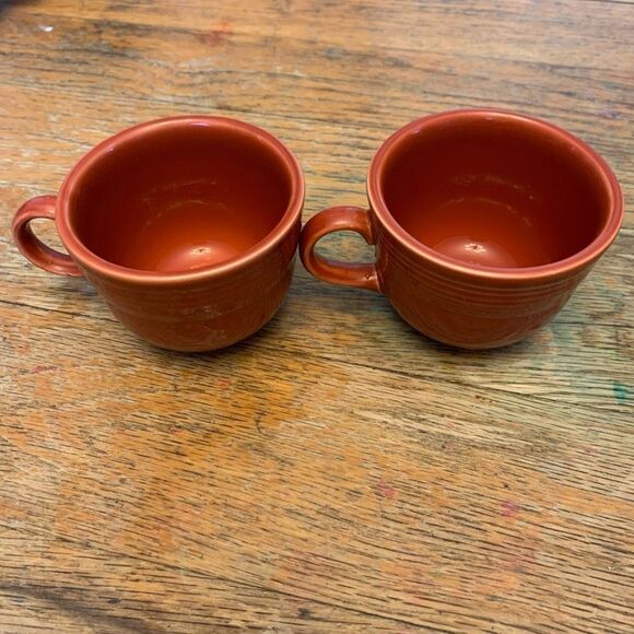 Fiestaware paprika set of 2 retro tea cups - Picture 2 of 4